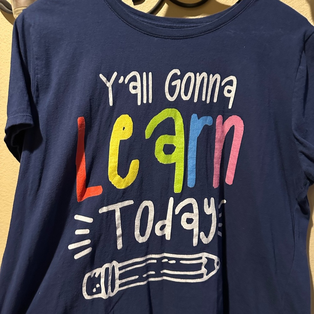 Navy Blue Graphic Tee - Y'all Gonna Learn Today